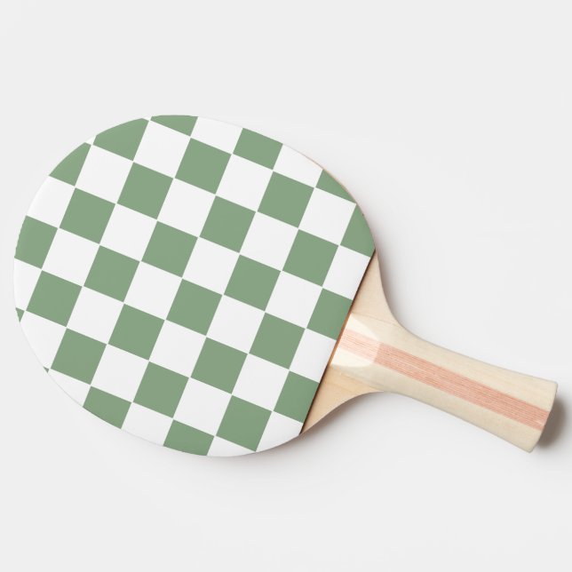 Raquete De Ping Pong Verde e branco do compartimento verificado (Lateral)