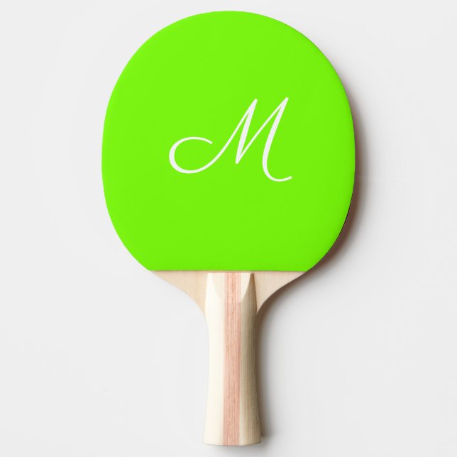 Raquete De Ping Pong verde fluorescente - monograma  (Frente)