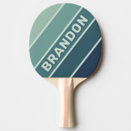 Raquete De Ping Pong Verde Oceano Nostálgico Bold Listrado com Nome