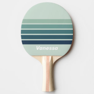 Raquete De Ping Pong Verde Oceano Nostálgico em Listras com Nome