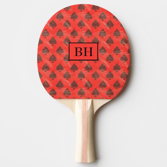 Raquete de Ping Pong Vermelha com Monograma Espada (Frente)