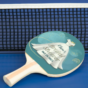 Raquete De Ping Pong Vestido de Noiva Chuva de Presentes Azul Escuro Do