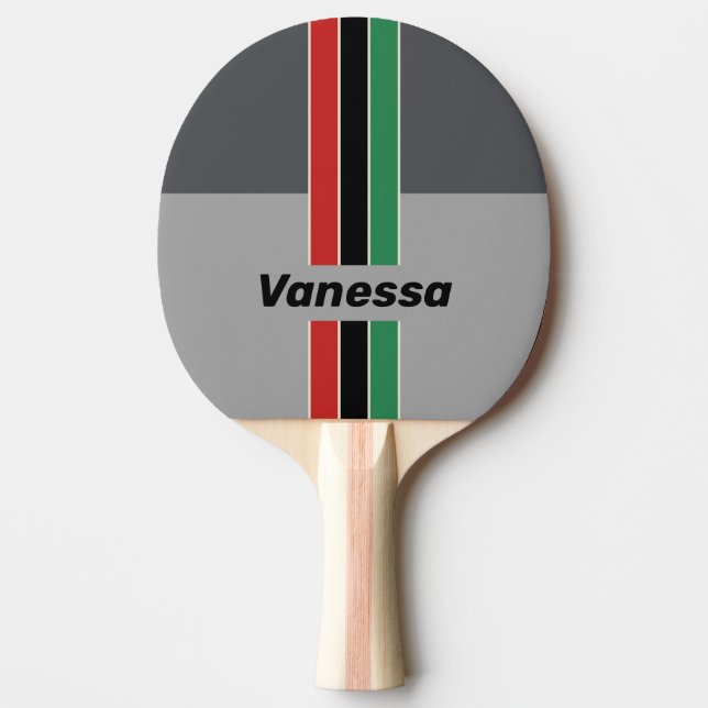 Raquete De Ping Pong VHS Antigo com Listras e Nome (Frente)
