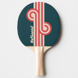 Raquete De Ping Pong Vibe Azul Retro com Nome