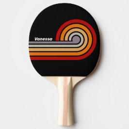 Raquete De Ping Pong Vibe Retro Arco-íris Ondulado Listras com Nome