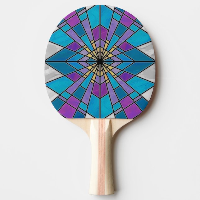 Raquete De Ping Pong Vidro de Mancha Azul e Roxo (Frente)