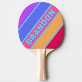 Raquete De Ping Pong Vidro do mar estriado com o nome