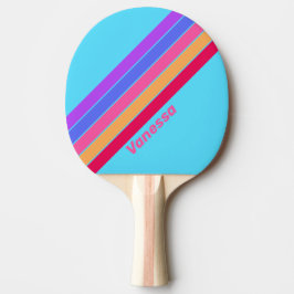 Raquete De Ping Pong Vidro do Mar Listrado com Nome