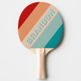Raquete De Ping Pong Vidro Marinho Pálido Negrito Listrado com Nome