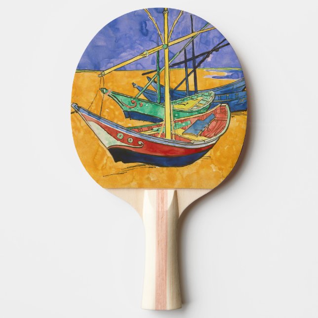 Raquete De Ping Pong Vincent van Gogh - Barcos de Pesca na Praia (Frente)