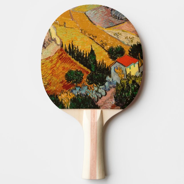 Raquete De Ping Pong Vincent van Gogh - Paisagem, Casa e Plowman (Frente)