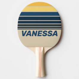 Raquete De Ping Pong Vintage Beach Sand Horizon Striping with Name