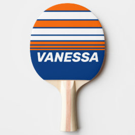 Raquete De Ping Pong Vintage Big City Horizon Striping with Name