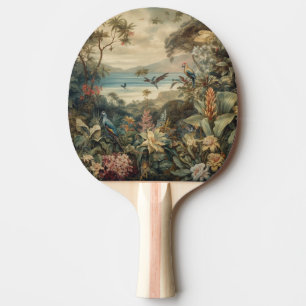 Raquete De Ping Pong Vintage botânica bird flores no paraíso