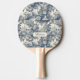 Raquete De Ping Pong Vintage chic Blue toile de jouy monograma