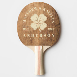 Raquete De Ping Pong Vintage Chopping Block Irish Clover Wedding Crest