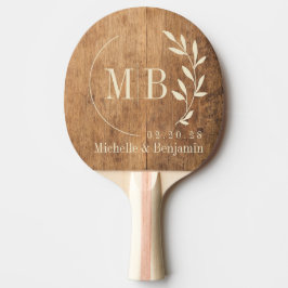 Raquete De Ping Pong Vintage Chopping Block Leaf Wedding Monogram