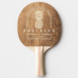 Raquete De Ping Pong Vintage Chopping Block Pineapple Wedding Arch&Name