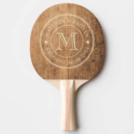 Raquete De Ping Pong Vintage Chopping Block Wedding Monogram Star