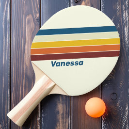 Raquete De Ping Pong Vintage Cinco Listras com Nome