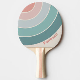 Raquete De Ping Pong Vintage Círculo de Listras de Concha do Mar Macio