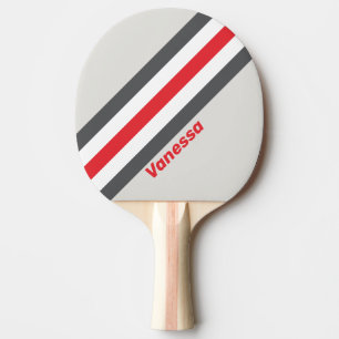 Raquete De Ping Pong Vintage com Ponta de Asa Dividida Listrada com Nom