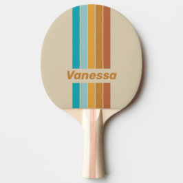 Raquete De Ping Pong Vintage Desert Rainbow Pin Striped with Name
