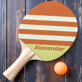 Raquete De Ping Pong Vintage Esporte Cacto Listras do Deserto com Nome