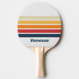 Raquete De Ping Pong Vintage Faded Rainbow Across Striping with Name