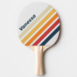 Raquete De Ping Pong Vintage Faded Rainbow Angled Striping with Name