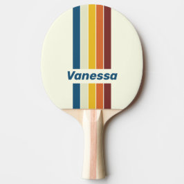 Raquete De Ping Pong Vintage Five Pin Striped with Name