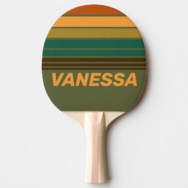 Raquete De Ping Pong Vintage Forest Marsh Horizon Striping with Name