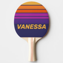 Raquete De Ping Pong Vintage Grape Rainbow Horizon Striping with Name