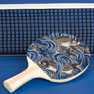 Raquete De Ping Pong Vintage Japonês Carp In Waves, Retro