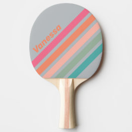 Raquete De Ping Pong  Vintage Lilac Charm Angled Striping with Name