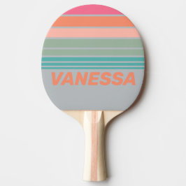 Raquete De Ping Pong  Vintage Lilac Charm Horizon Striping with Name