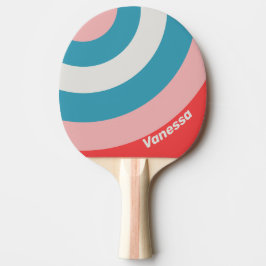 Raquete De Ping Pong Vintage Lipstick Circle Stripe with Name