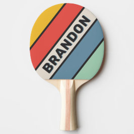 Raquete De Ping Pong Vintage Midnight Bold Listrado com Nome