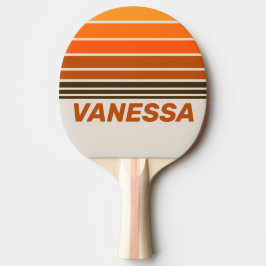 Raquete De Ping Pong Vintage Midnight Sunrise Horizon Stripe with Name