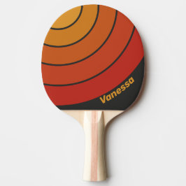Raquete De Ping Pong Vintage Midnight Sunset Circle Stripe with Name