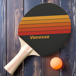 Raquete De Ping Pong Vintage Midnight Sunset Listrado com Nome