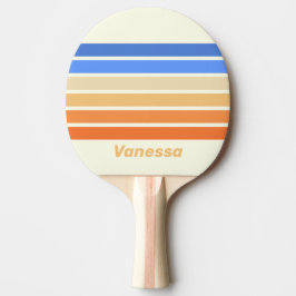 Raquete De Ping Pong Vintage Ocean Sun Across Striping with Name