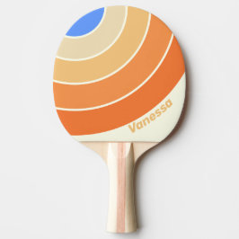 Raquete De Ping Pong Vintage Ocean Sun Circle Stripe with Name
