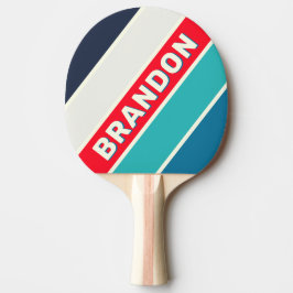 Raquete De Ping Pong Vintage Oceano Listras Ousadas com Nome