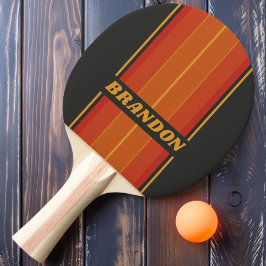 Raquete De Ping Pong Vintage Pôr do Sol da Meia-Noite Listras de Tábua