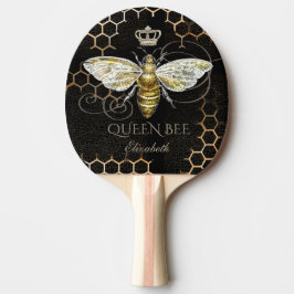 Raquete De Ping Pong Vintage Queen Bee Royal Crown Custom Name Black