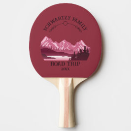 Raquete De Ping Pong Vintage Red Mountain Lake Sunset