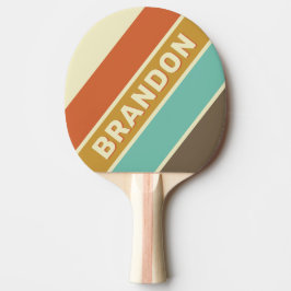 Raquete De Ping Pong Vintage Retro Arco-Íris Negrito com Nome