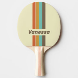 Raquete De Ping Pong Vintage Retro Rainbow Pin Striped with Name