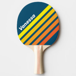 Raquete De Ping Pong Vintage Sea Sun Angled Striping with Name